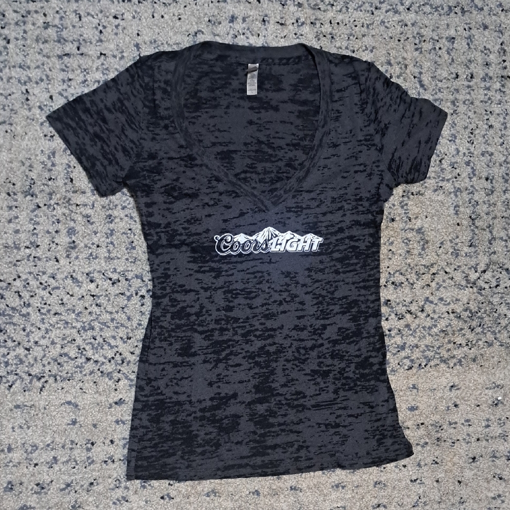 Next Level Apparel Black Distressed V-Neck Tee